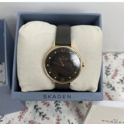 Skagen Anita Gray Leather Watch SKU SKW2267 30mm And Strap 12mm