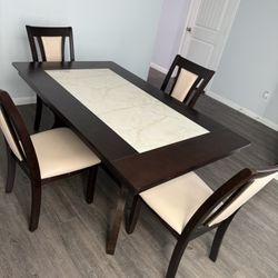 Copper Grove Schmidt 64” Wood Dining Table + 4 Chairs