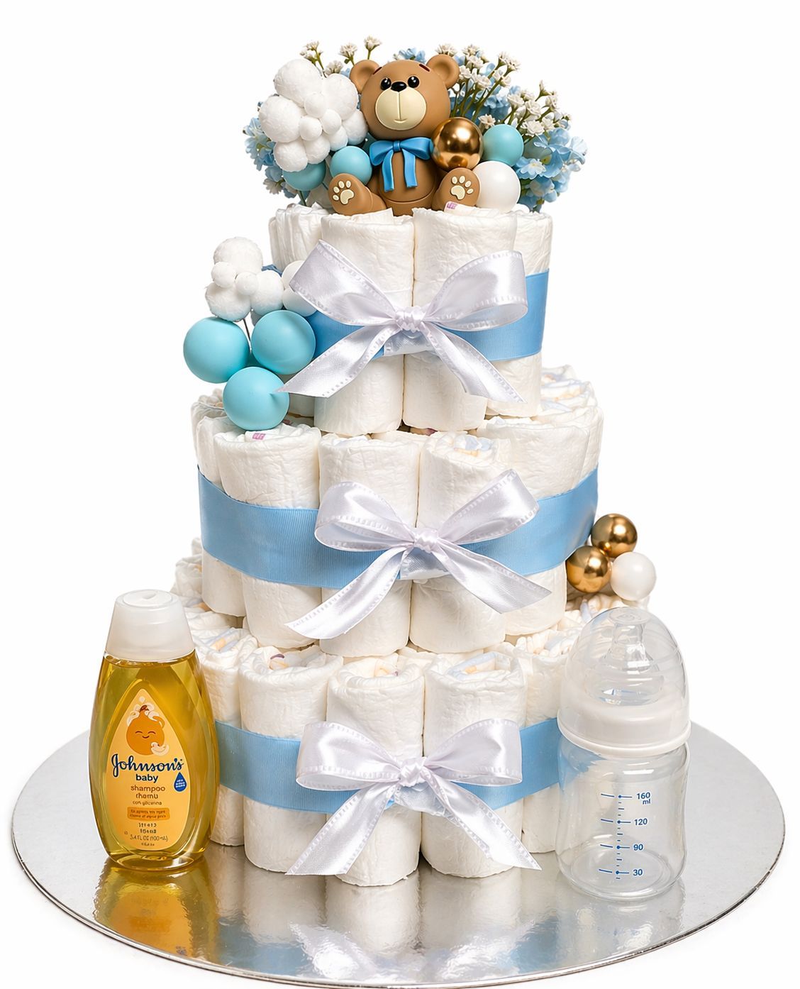 Baby Boy Diaper Cake (Handmade, Ready to Gift)