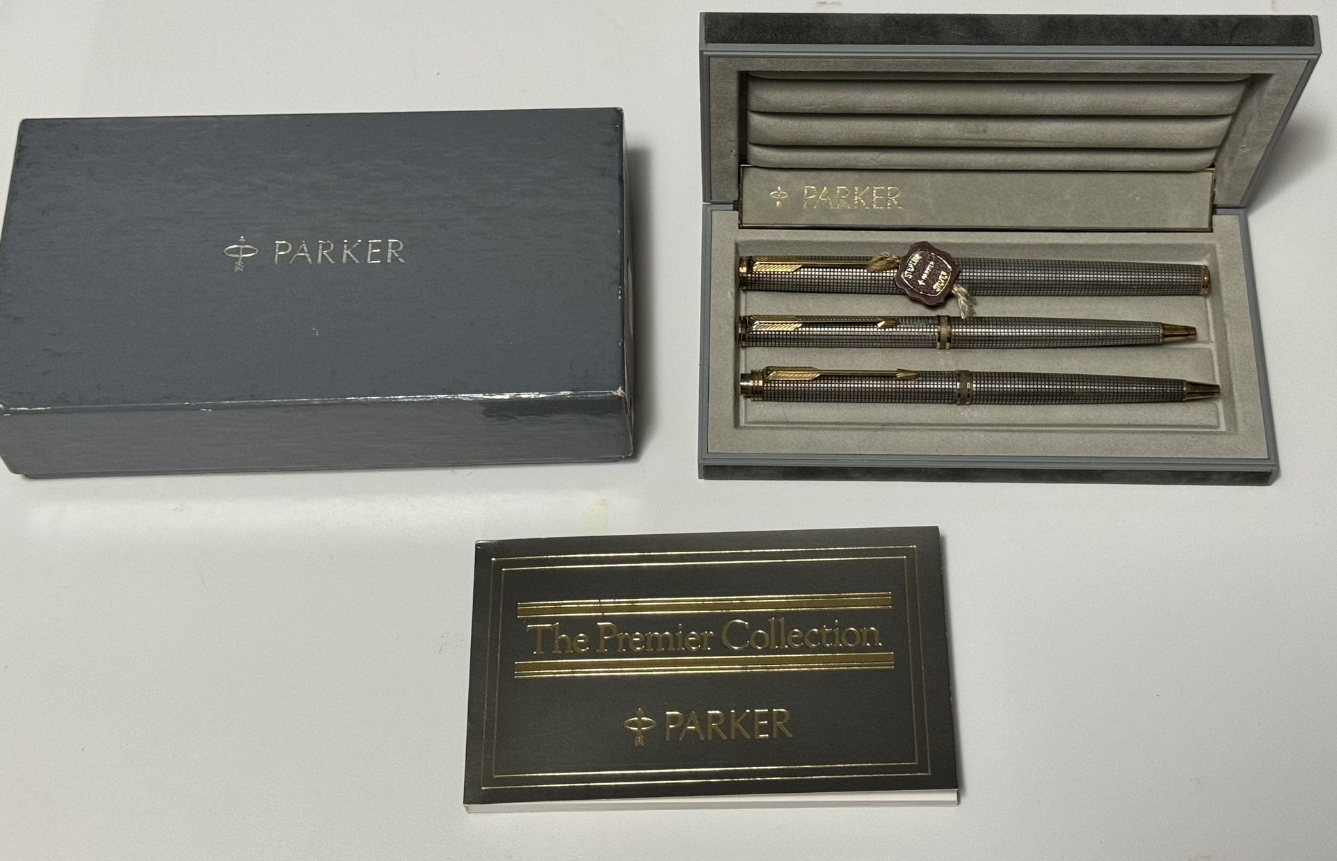 Vintage Parker Premier Sterling Silver Cisele set Made in France (Fountain Pen, Mechanical Pencil, Ballpoint Pen)