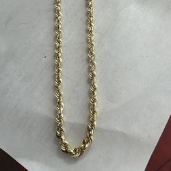 10 kt genuine gold rope necklace  24”  long ,4 millimeters  wide