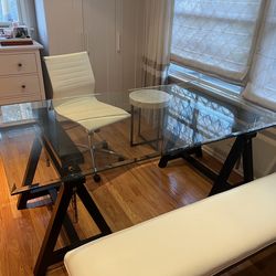 Architects Glass Desk, Adj Height