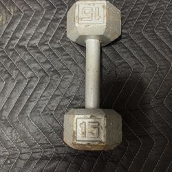 Single 15 lb Hex Iron Dumbbell - ONE Dumbbell