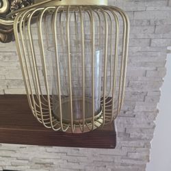 Brass hurricane lamp cage