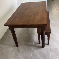 wooden table & bench