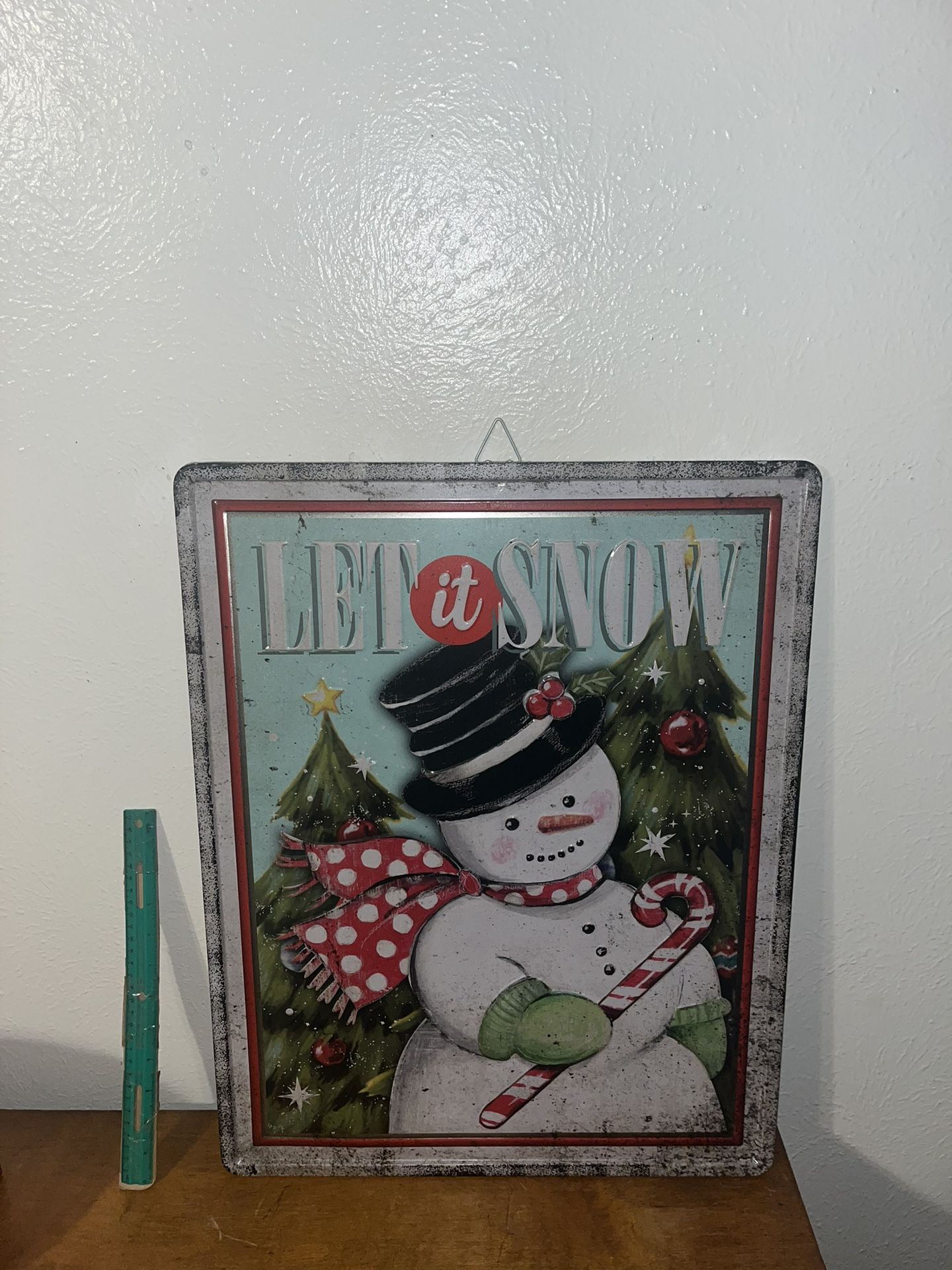 Christmas Snow Man Tin Sign Decoration 18x23