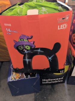 14ft Halloween Inflatable Black Cat with LED