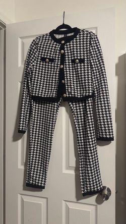 Houndstooth Two-Piece Jacket and Pants Set Xl