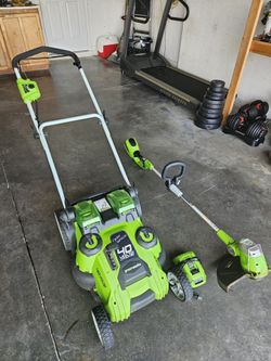 Greenworks 40V Cordless Lawn Mower & String Trimmer Combo Set (Battery + Charger)