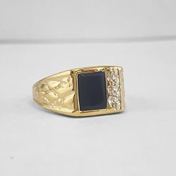 GOLD BLACK STONE RING
