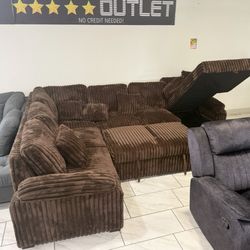 🛋️NEW!! Corduroy Sleeper Sectional Sofa STILL IN BOX 📦 