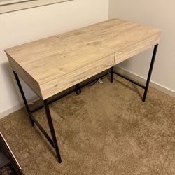 Loring Wood Writing Desk with Drawers and Charging Station - Threshold