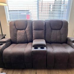 Brown Reclining Livingroom Couch
