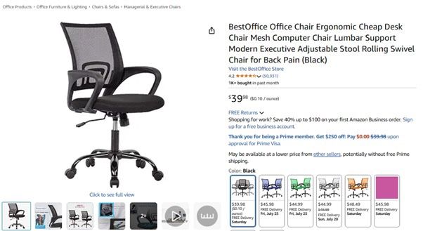 Amazon Home Office Chair - $5