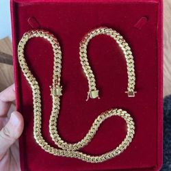 10MM Cuban Set 12MM Gold Plated 14k 