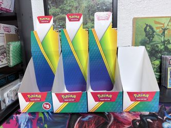 4 empty retail Pokemon TCG display boxes