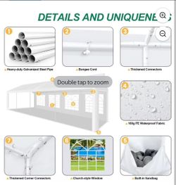 COBIZI 10x30ft Party Tent Heavy Duty, Wedding Tent, Event Tent for Parties, Carpas para Fiestas with 6 Removable