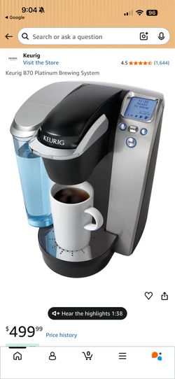 Keurig coffee machine B70 Platinum Brewing System
