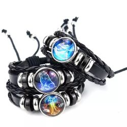 zodiac sign leather bracelet