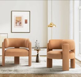 33" Wide Modern Velvet
Upholstered 3-Legs Accent Chair
(Set of 2)