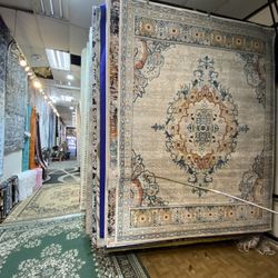 8x10 Area Rugs Carpet Rugs Medalian Design Thick Colors Beige Blue Rust