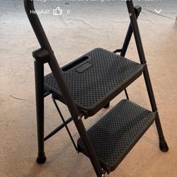 2 Step Ladder, Portable Steel Folding Step Stool with Wide Anti-Slip Pedal & Convenient Handgrip, 500lbs Sturdy Steel Ladder, Black  Material:  Alloy 