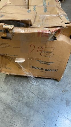 B0010/bTA1515-B/N   WOODBRIDGE 67" Acrylic Freestanding Bathtub Contemporary Soaking Tub with Brushed Nickel Overflow and Drain,White Tub