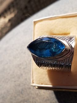 Marquise shape blue tourmaline ring