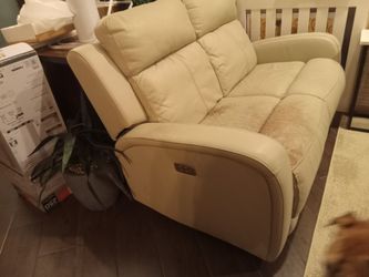 Real Leather Powered Recliner Love Seat 