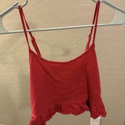 red flowy crop top
