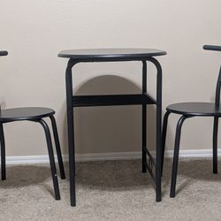 3-Piece Wooden Round Table & Chair Set