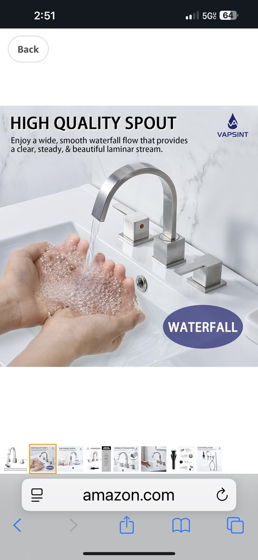 Bathroom Faucet, 2 Lever Handle 8 inch Widespread with Water Supply Hoses F1 available nickel and black