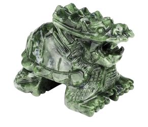 Green Jade Dragon Turtle Carved Figurine