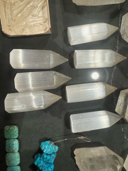 Selenite (satin spar gypsum) crystal points