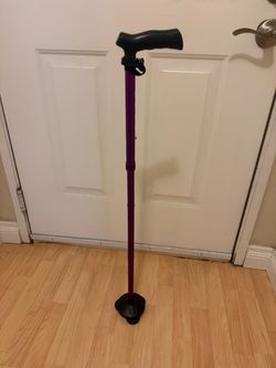 Purple Folding Walking Cane with Stand