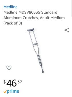 Pair Crutches Medline MDSV80535 Standard Aluminum, Medium