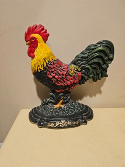 Cast iron rooster door stop