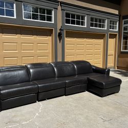 FREE DELIVERY-Dark Brown Leather Electric Reclining Sectional!!