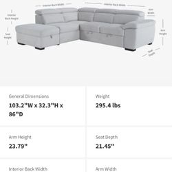 Living Spaces Sofa Bed. Sleeper. 103” Dante. Negotiable 