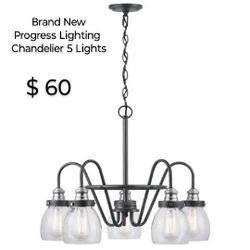 Brand New -Progress Lighting - Progress Lighting Crofton Collection Chandelier With Brushed Nickel Accents 