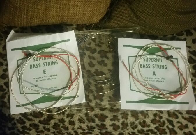 Upright bass strings. LAbella supernils