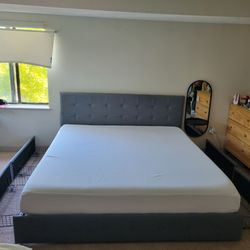 Like-New King Bed with 4 Storage Drawers & Mattress - Moving Sale.