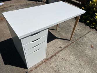 White desk.