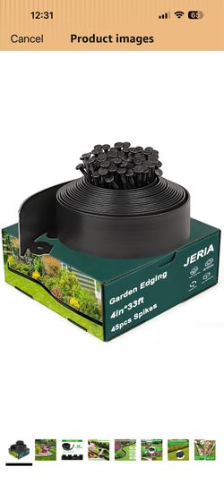 4 Inch Tall 33 FT Garden Edging Kit with 45pcs Spikes, Plastic Edging for Landscaping