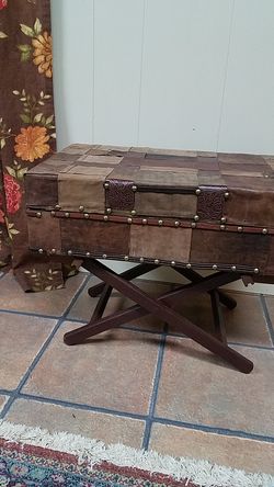 Handmade leather side table