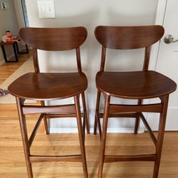 West Elm Mid-Century Modern Bar Stools- Set of 2