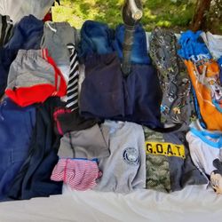 Boy Bundle Of Clothes Used Condition Clean Mix Of Pants Shorts Shirts Pj's A Tie A Few Long Sleeve Shirts Sweatpants 33 Items 