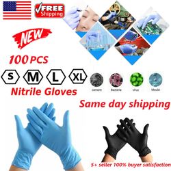 100pcs Nitrile Blue/Black Gloves Powder Latex Free (L/XL)