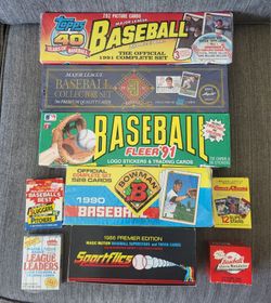 Complete Baseball Card Factory Sets Lot of 9 Total Sets 1986 Sportflics 1990 Bowman 1991 Topps