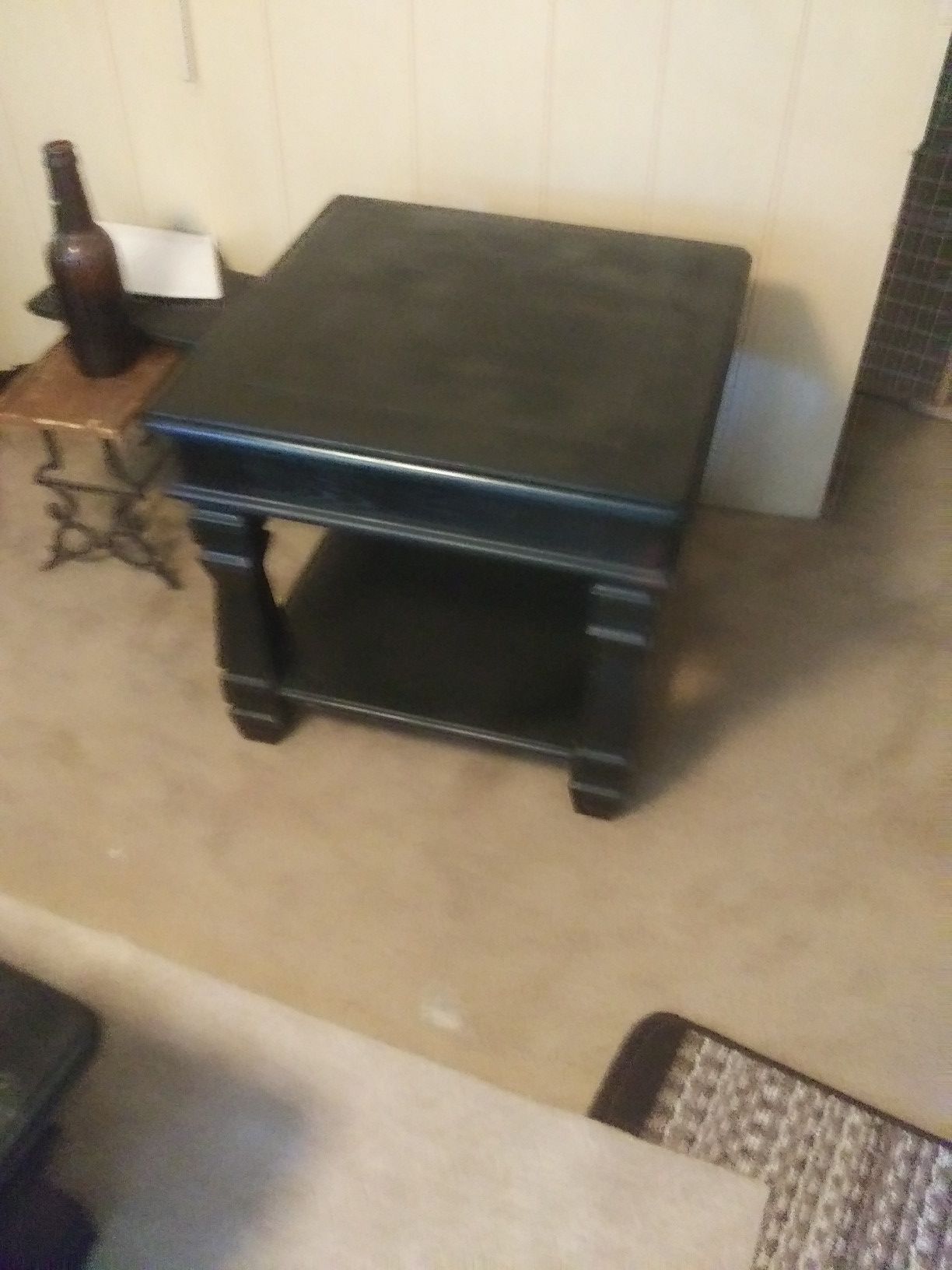 2 end tables matching coffee table black 150.00 for all they are heavy